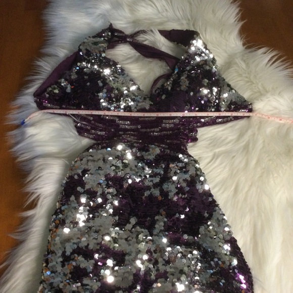 Wow! Prom & Pageant Purple & Silver Sequined Prom Dress Size 2 - Picture 11 of 12